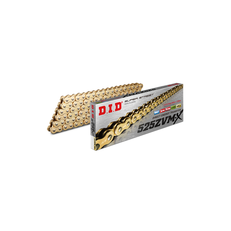 テバク 1/2/3 CHAIN DID 525-128L ZVMX GOLD/GOLD RIVET - Sharwoods Bike Tyre Online